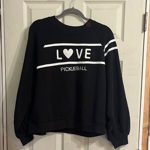 Madison Black and White Crewneck Sweater with Graphic Details